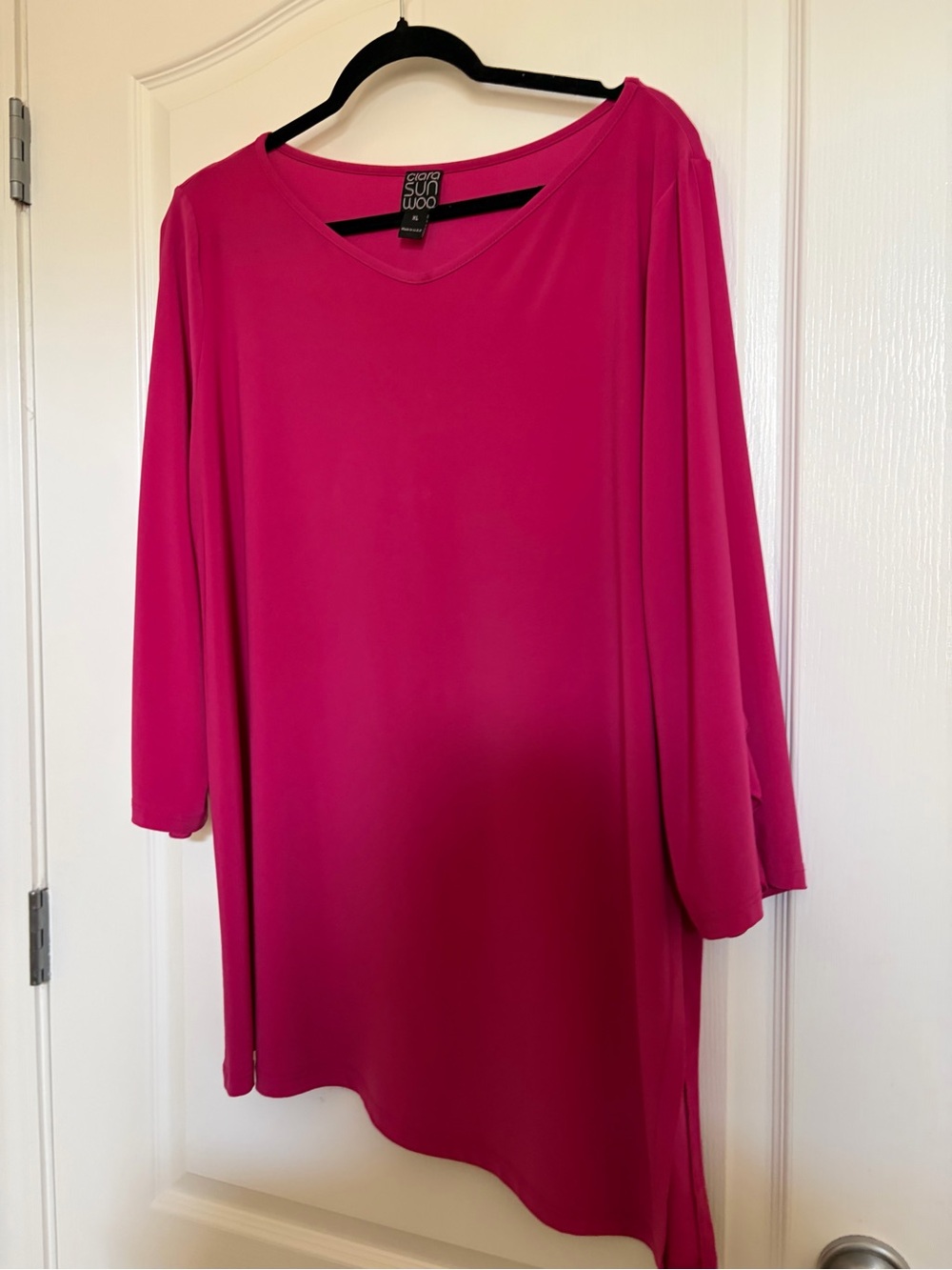Susan Graver Hot Pink V-Neck Jersey Tunic